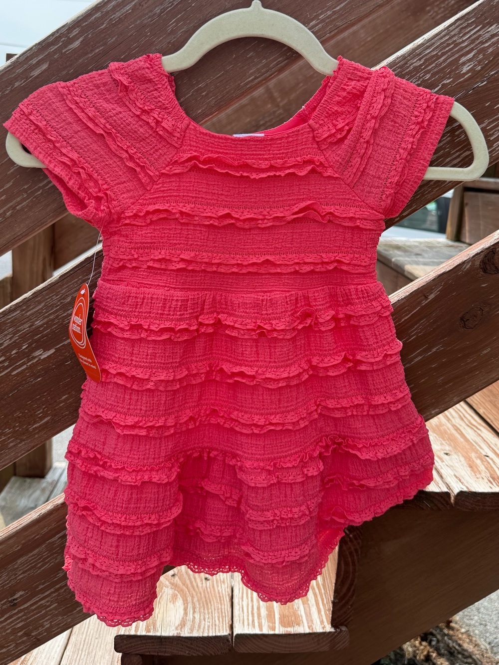 Wonder Nation Ruffle Dress Starbright Coral 3T - Picture 2 of 2
